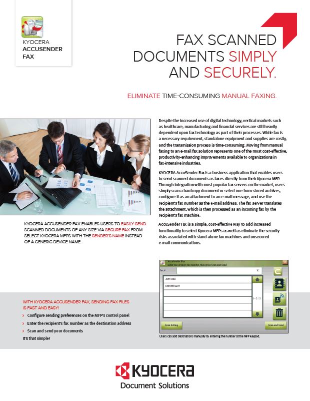 Kyocera Software Capture And Distribution Accusender Fax Brochure Thumb, Digital Office Solutions, Kyocera, Copystar, Dealer, Reseller, PA, NJ, MD, DE, Feasterville, Philadelphia