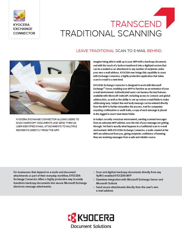 Kyocera Software Capture And Distribution Exchange Connector Brochure Thumb, Digital Office Solutions, Kyocera, Copystar, Dealer, Reseller, PA, NJ, MD, DE, Feasterville, Philadelphia