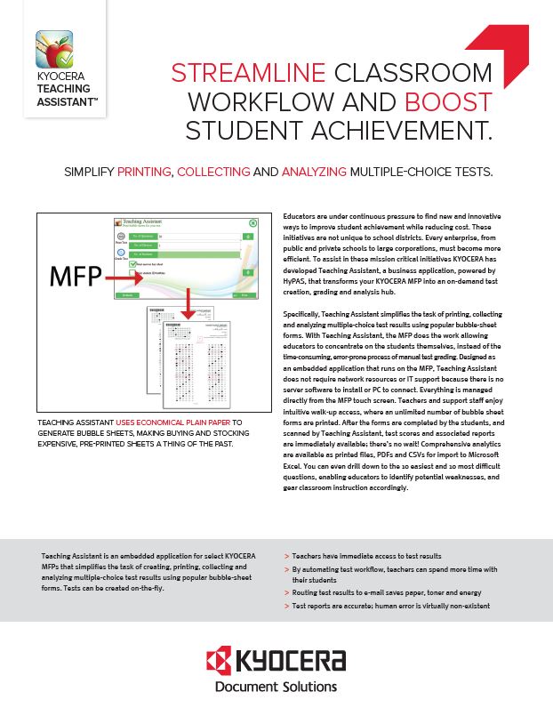 Kyocera Software Capture And Distribution Teaching Assistant Brochure Thumb, Digital Office Solutions, Kyocera, Copystar, Dealer, Reseller, PA, NJ, MD, DE, Feasterville, Philadelphia